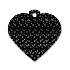 Floral Pattern Dog Tag Heart (one Side) by Valentinaart