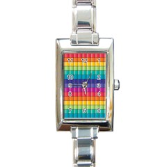 Pattern Grid Squares Texture Rectangle Italian Charm Watch by Amaryn4rt