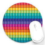 Pattern Grid Squares Texture Round Mousepads Front