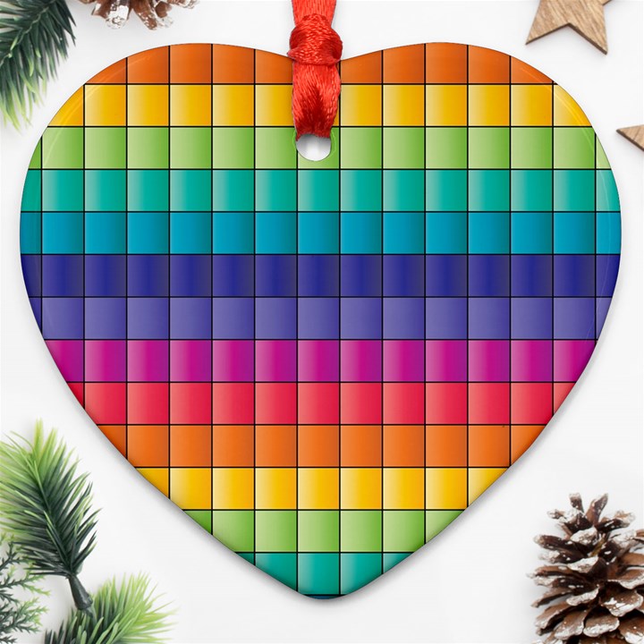 Pattern Grid Squares Texture Ornament (Heart)