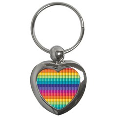 Pattern Grid Squares Texture Key Chains (heart)  by Amaryn4rt