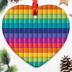 Pattern Grid Squares Texture Heart Ornament (two Sides) by Amaryn4rt