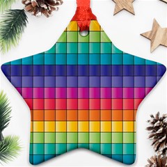 Pattern Grid Squares Texture Star Ornament (two Sides)