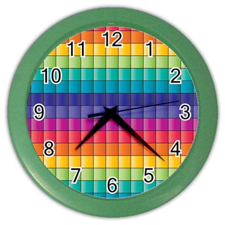 Pattern Grid Squares Texture Color Wall Clocks