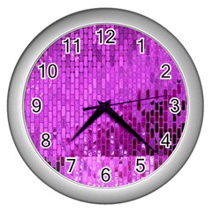 Purple Background Scrapbooking Paper Wall Clocks (silver)  by Amaryn4rt