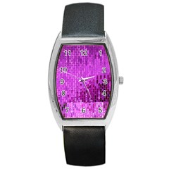 Purple Background Scrapbooking Paper Barrel Style Metal Watch