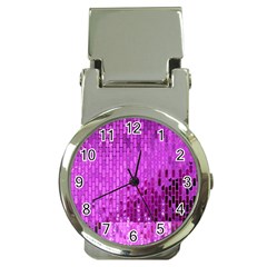 Purple Background Scrapbooking Paper Money Clip Watches