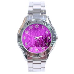 Purple Background Scrapbooking Paper Stainless Steel Analogue Watch