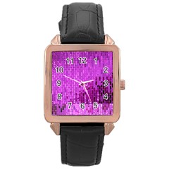 Purple Background Scrapbooking Paper Rose Gold Leather Watch  by Amaryn4rt