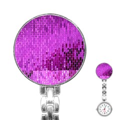 Purple Background Scrapbooking Paper Stainless Steel Nurses Watch