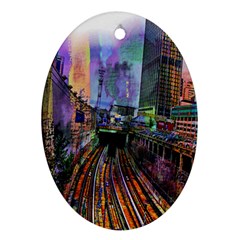 Downtown Chicago Ornament (oval) by Amaryn4rt