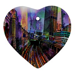 Downtown Chicago Ornament (heart) by Amaryn4rt