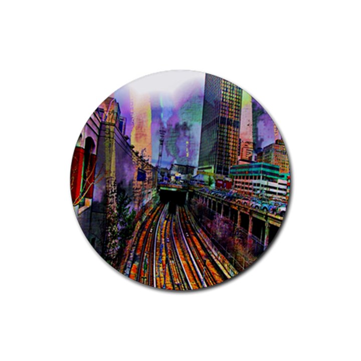 Downtown Chicago Rubber Round Coaster (4 pack) 