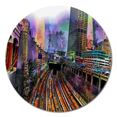 Downtown Chicago Magnet 5  (round) by Amaryn4rt