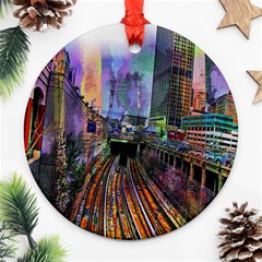 Downtown Chicago Round Ornament (two Sides) by Amaryn4rt