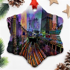 Downtown Chicago Snowflake Ornament (two Sides) by Amaryn4rt