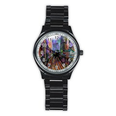 Downtown Chicago Stainless Steel Round Watch by Amaryn4rt