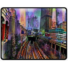 Downtown Chicago Double Sided Fleece Blanket (medium)  by Amaryn4rt