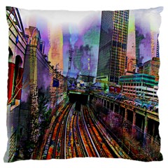 Downtown Chicago Large Flano Cushion Case (two Sides) by Amaryn4rt