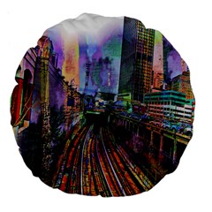 Downtown Chicago Large 18  Premium Flano Round Cushions by Amaryn4rt