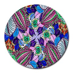 Wallpaper Created From Coloring Book Round Mousepads by Amaryn4rt