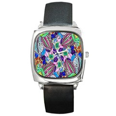 Wallpaper Created From Coloring Book Square Metal Watch by Amaryn4rt