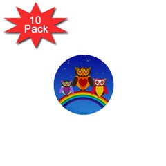 Owls Rainbow Animals Birds Nature 1  Mini Buttons (10 Pack)  by Amaryn4rt