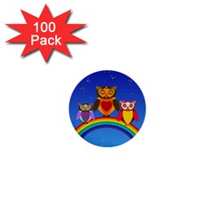 Owls Rainbow Animals Birds Nature 1  Mini Buttons (100 Pack)  by Amaryn4rt