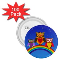 Owls Rainbow Animals Birds Nature 1 75  Buttons (100 Pack)  by Amaryn4rt