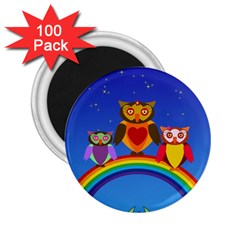 Owls Rainbow Animals Birds Nature 2 25  Magnets (100 Pack)  by Amaryn4rt