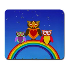 Owls Rainbow Animals Birds Nature Large Mousepads by Amaryn4rt