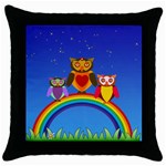 Owls Rainbow Animals Birds Nature Throw Pillow Case (Black) Front