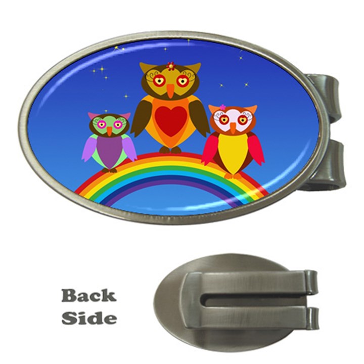 Owls Rainbow Animals Birds Nature Money Clips (Oval) 