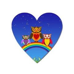 Owls Rainbow Animals Birds Nature Heart Magnet by Amaryn4rt