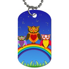 Owls Rainbow Animals Birds Nature Dog Tag (two Sides) by Amaryn4rt