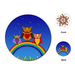 Owls Rainbow Animals Birds Nature Playing Cards (round) 