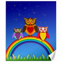 Owls Rainbow Animals Birds Nature Canvas 8  X 10  by Amaryn4rt