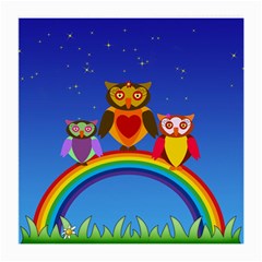 Owls Rainbow Animals Birds Nature Medium Glasses Cloth (2-side) by Amaryn4rt