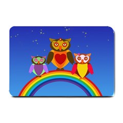 Owls Rainbow Animals Birds Nature Small Doormat  by Amaryn4rt