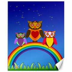 Owls Rainbow Animals Birds Nature Canvas 11  X 14   by Amaryn4rt