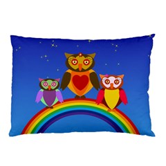 Owls Rainbow Animals Birds Nature Pillow Case