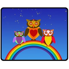 Owls Rainbow Animals Birds Nature Fleece Blanket (medium)  by Amaryn4rt