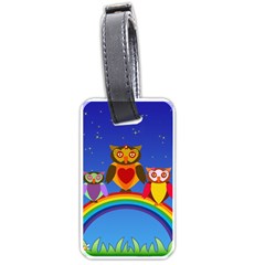 Owls Rainbow Animals Birds Nature Luggage Tags (one Side)  by Amaryn4rt