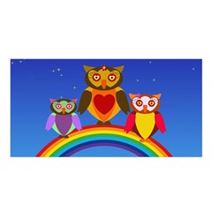 Owls Rainbow Animals Birds Nature Satin Shawl