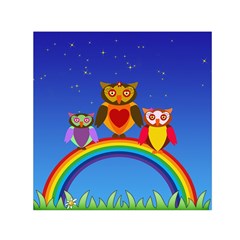 Owls Rainbow Animals Birds Nature Small Satin Scarf (square)