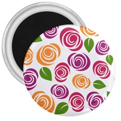 Colorful Seamless Floral Flowers Pattern Wallpaper Background 3  Magnets by Amaryn4rt