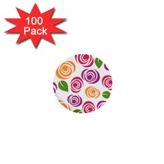 Colorful Seamless Floral Flowers Pattern Wallpaper Background 1  Mini Buttons (100 Pack)  by Amaryn4rt