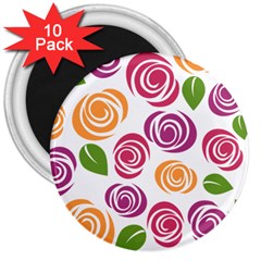 Colorful Seamless Floral Flowers Pattern Wallpaper Background 3  Magnets (10 Pack)  by Amaryn4rt