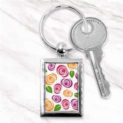 Colorful Seamless Floral Flowers Pattern Wallpaper Background Key Chains (rectangle)  by Amaryn4rt