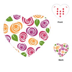 Colorful Seamless Floral Flowers Pattern Wallpaper Background Playing Cards (heart) 